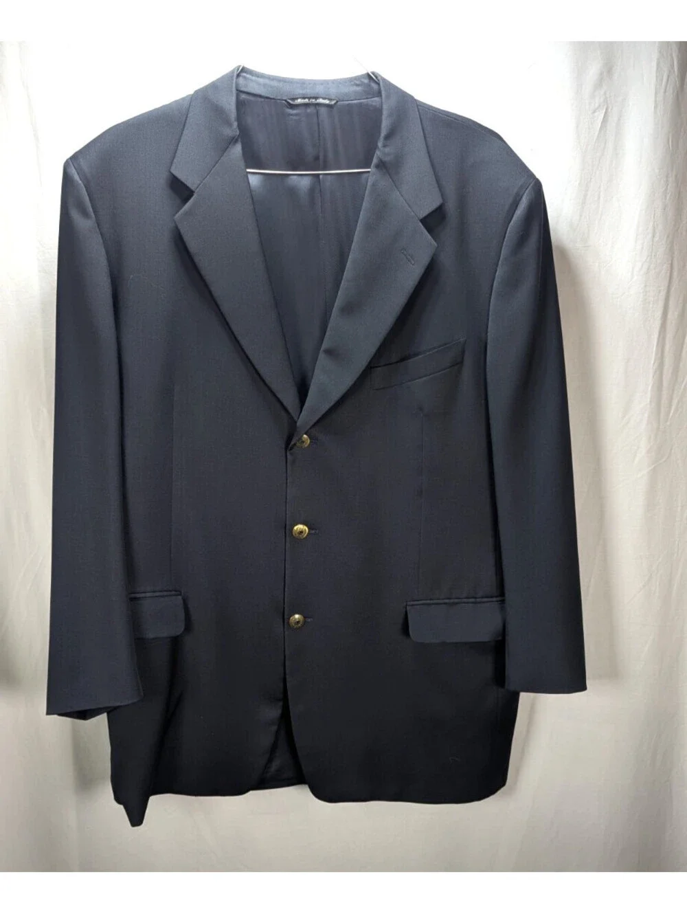 Canali Proposta Bernini Beverly Hills Navy Blue Wool Crested Blazer Mens 46 L